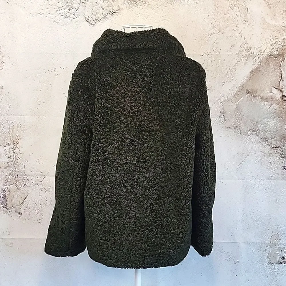 Catherine Malandrino faux fur teddy jacket dark emerald green Women's Size M